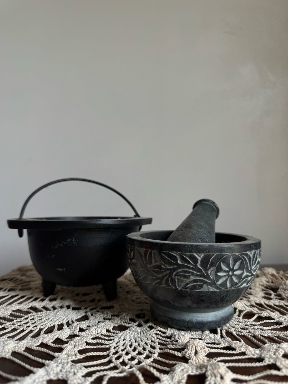 Earthbound Mortar and Pestle Set and Mini Cauldron Bundle